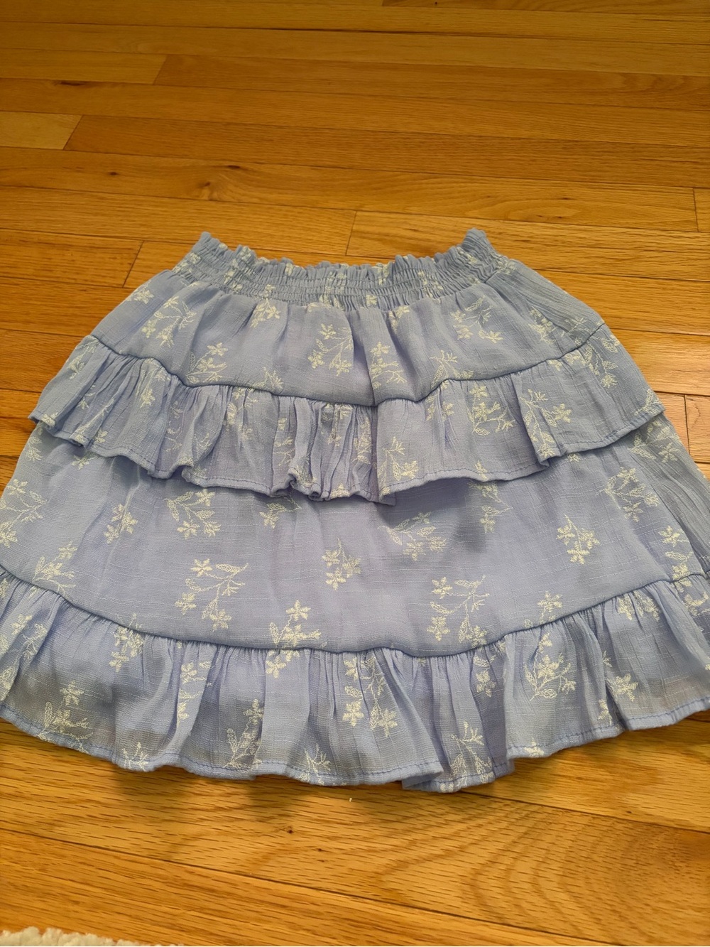 Altar’d State Light Blue Floral Ruffle Mini Skirt - Women size Small